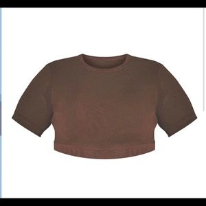 Mesh brown crop top